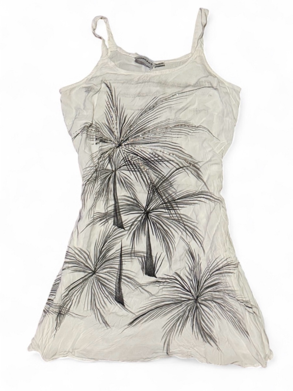 Vintage Y2K Raya Sun Tropical Palm Tree Rhinestoned Tank Top Dress